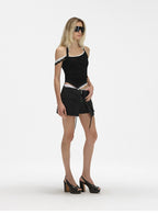 Asymmetric Lace Strap Halter Cami Top
