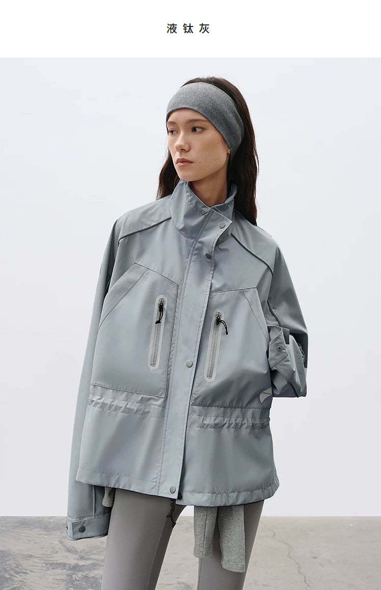 Relaxed Fit Stand Collar Boxy Lightweight Outdoor Jacket – Short Cropped Style