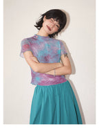 Galaxy Print Stretch Mesh T-Shirt