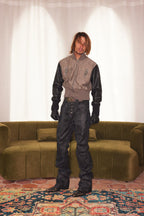 Leather-Sleeve Utility Jacket