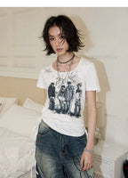 NANA Collaboration Portrait Graphic Drawstring Cropped T-Shirt