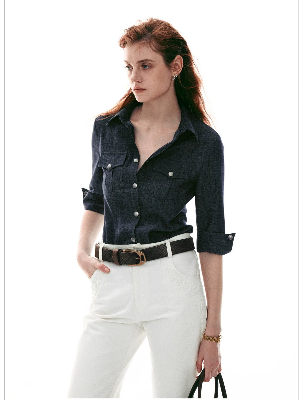 Italian Vintage Slim-Fit Waist-Cinching Safari Shirt