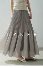Pleated Mermaid Hem Midi Skirt