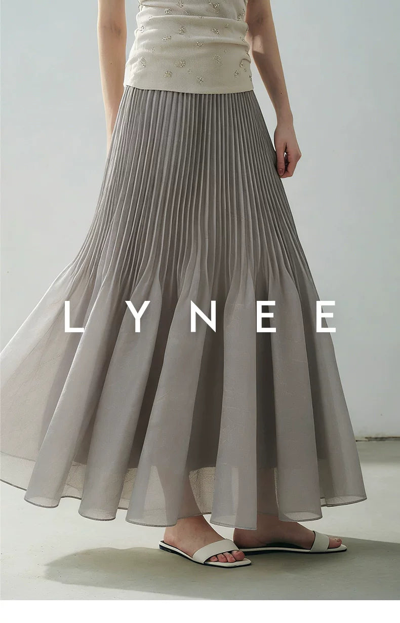 Pleated Mermaid Hem Midi Skirt