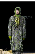 Handmade Mossy Textured Fringe Long Loose Coat