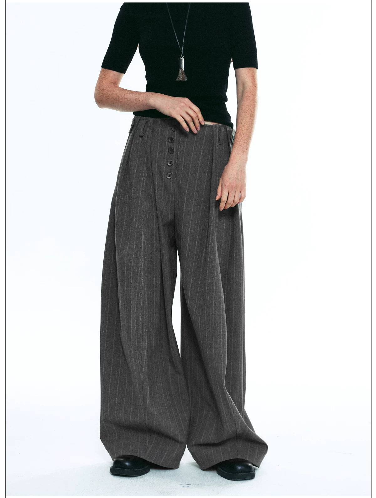 Women’s Striped Loose Wide-Leg Casual Kendo Pants