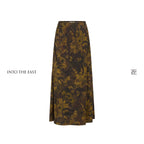Painterly Print Mulberry Silk Midi Skirt