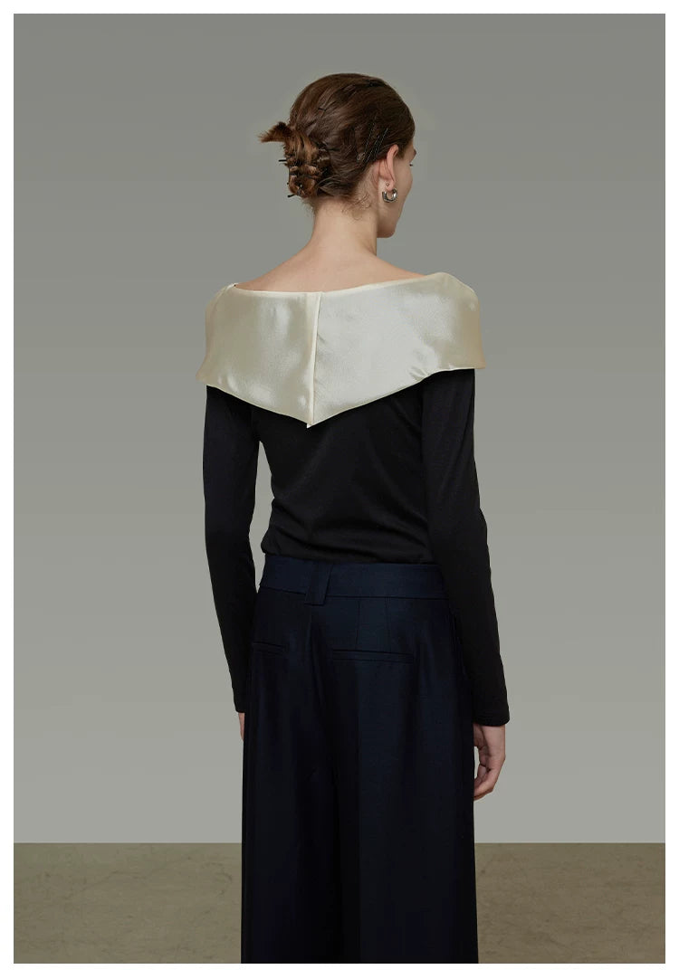 Spliced Off-Shoulder Knit Top