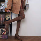 Whimsical Christmas Tree Graphic Mocha Brown Tights