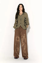 Retro Sun Print Loose Fit Casual Pants – Breathable Spring/Summer Trousers