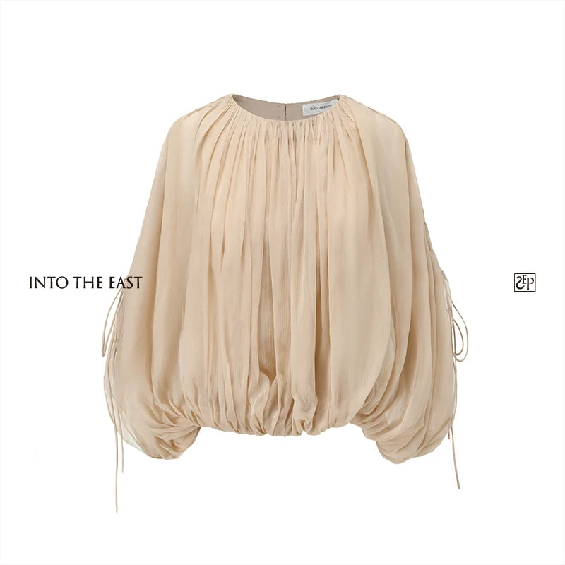 Blush Pink Mulberry Silk Drawstring Top