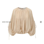 Blush Pink Mulberry Silk Drawstring Top