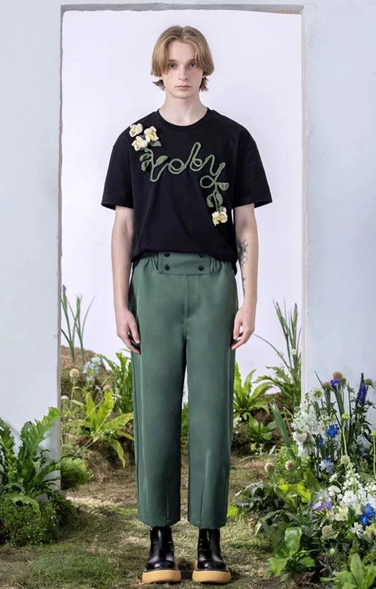 Bellflower Vine Handmade Crochet Appliqué T-Shirt