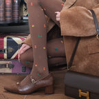 Whimsical Christmas Tree Graphic Mocha Brown Tights