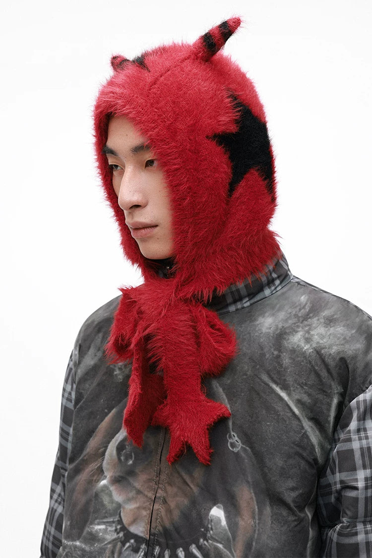 Grotesque Faux Mink Snail Star Knit Beanie