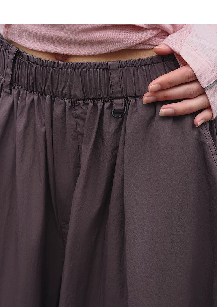 Loose Casual Balloon Pants with Elastic Waist and Pleats