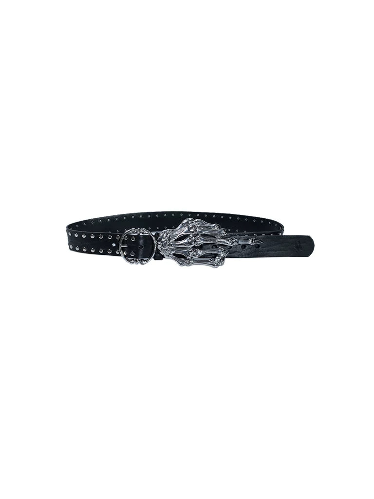 FVVO Skeleton Hand & Spikes Leather Belt Main image