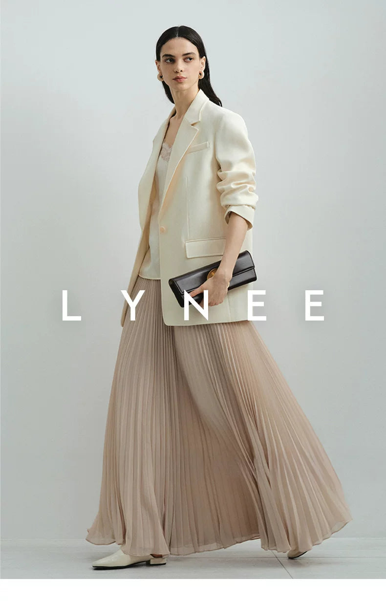Elegant Chiffon Pleated A-Line Maxi Skirt