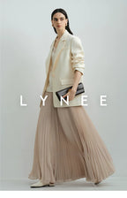 Elegant Chiffon Pleated A-Line Maxi Skirt