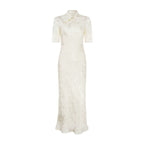 Jacquard Bias-Cut Mid-Sleeve Cheongsam Dress