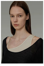 Asymmetric Faux Two-Piece Knit Top