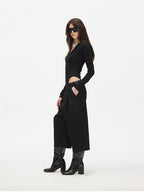 Hooded Stretch Knit Bodysuit with Hidden Zipper