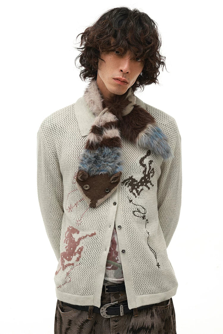 Horse Year Floral Jacquard Knit Cardigan