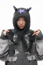 Grotesque Faux Mink Snail Star Knit Beanie