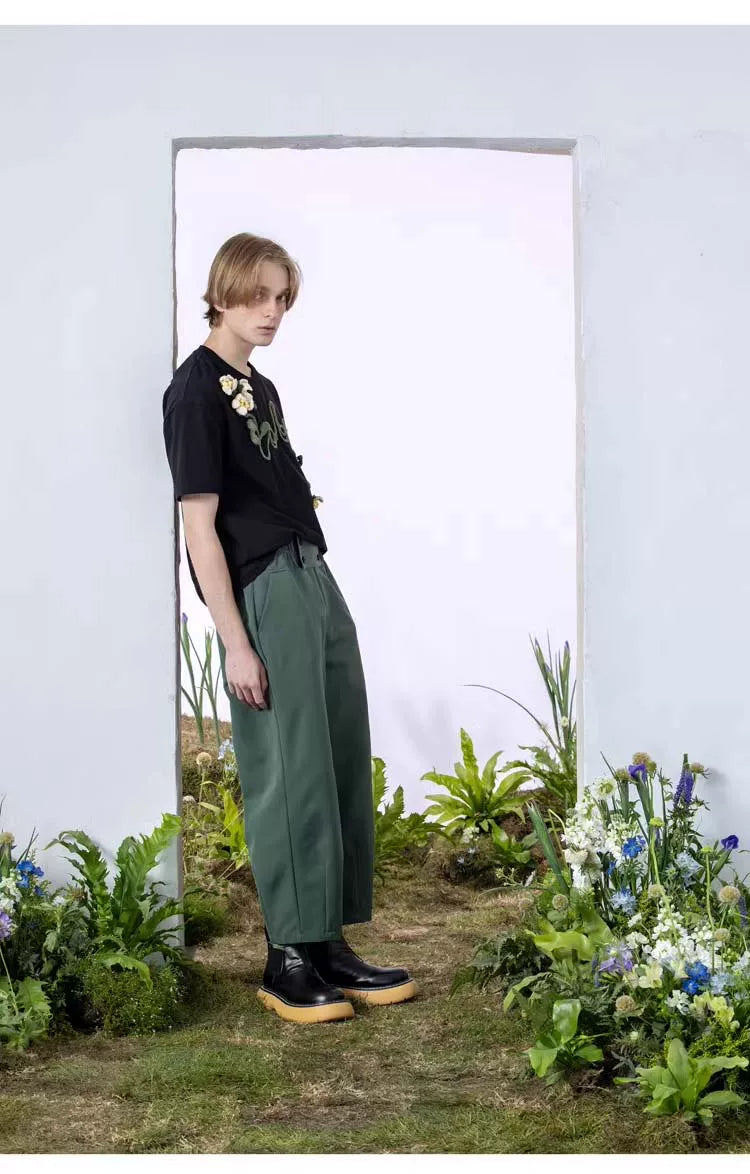 Bellflower Vine Handmade Crochet Appliqué T-Shirt