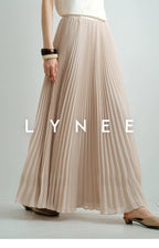 Elegant Chiffon Pleated A-Line Maxi Skirt