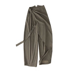 Autumn Wool-Blend Wide-Leg Tailored Pants with Layered Tie Details