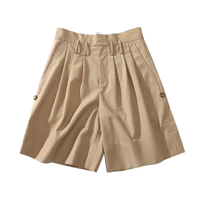 Casual Summer Straight Suit Shorts with Rolled Hem