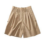 Casual Summer Straight Suit Shorts with Rolled Hem