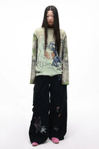 Sad Bunny Graphic Ribbed Long Sleeve T-Shirt – Dreamcore Style