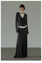 Spring Loose-Fit Slim Flowy Maxi Skirt