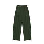 Vintage Dark Green Pleated Jogger Pants