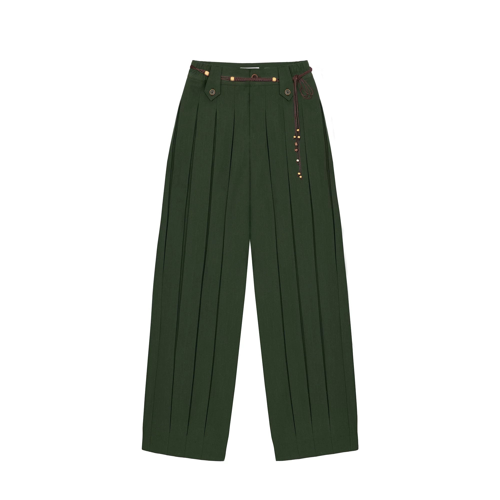 Vintage Dark Green Pleated Jogger Pants