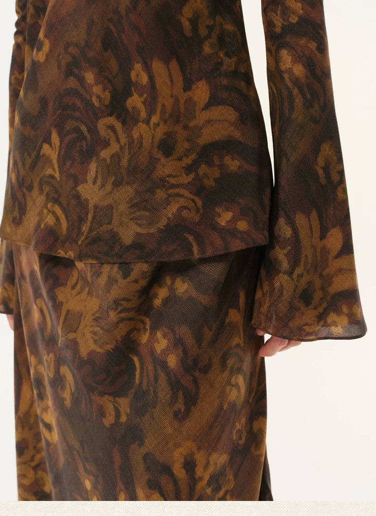 Painterly Print Long Sleeve Top