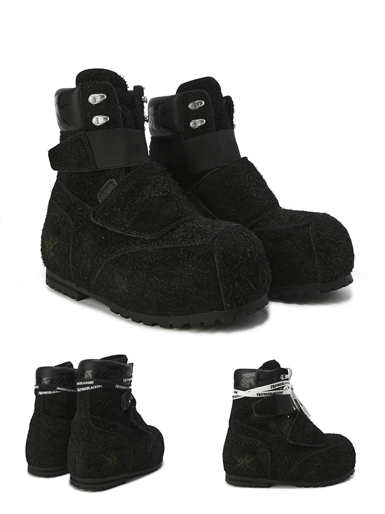 BLACK8MOB & FVVO “freeblack1” Cowhide High-Top Snow Boots