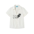 Rock Print Pleated Short Sleeve Shirt