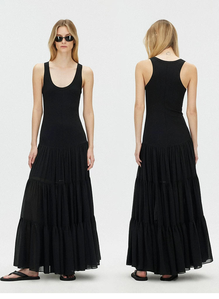 Layered Chiffon A-Line Maxi Dress