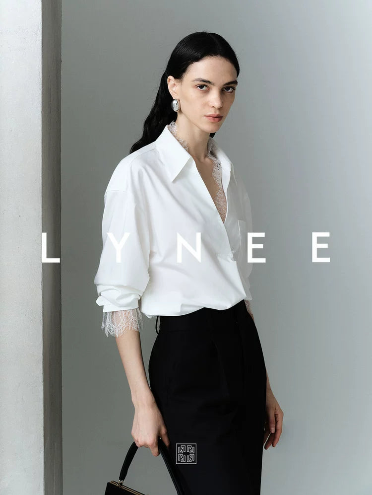 Elegant Lace Trim V-Neck Blouse Secondary image