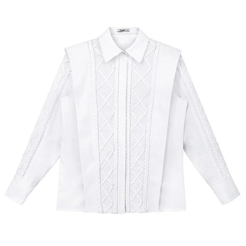 Vintage Handwoven Patchwork White Shirt Main image