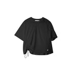 Loose Casual Waffle Knit Asymmetrical Short Sleeve T-Shirt