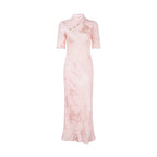 Jacquard Bias-Cut Mid-Sleeve Cheongsam Dress