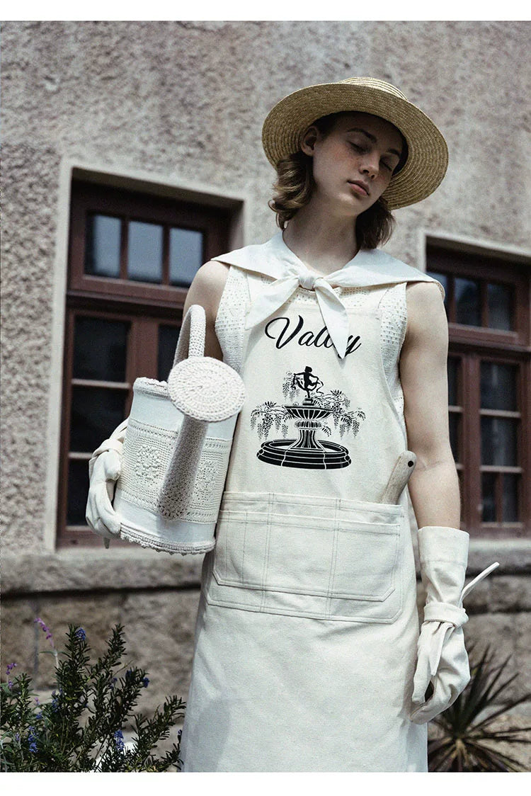 Wisteria Floral Print Multifunctional Canvas Kitchen Apron