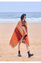 Sunset Print Tassel Throw Blanket for Outdoor Camping
