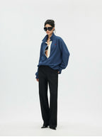 Contrast Trim Embroidered Long Sleeve Polo Shirt