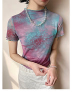 Galaxy Print Stretch Mesh T-Shirt