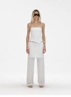 Asymmetric Button Slit Bandeau Top with Built-In Pads